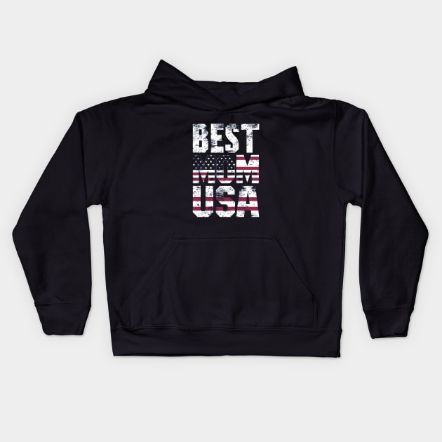Best MOM USA Flag Print Design Kids Hoodie by LENTEE